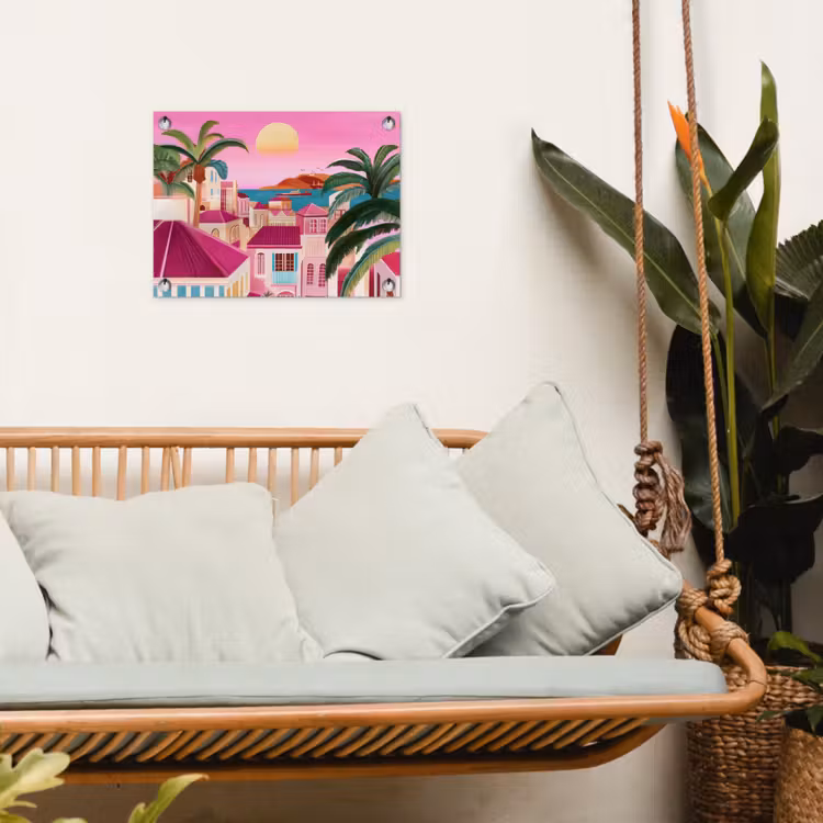 Tuinposter - Stad - Roze - Palmbomen — 5