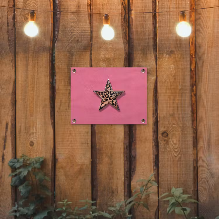 Tuinposter - Ster - Luipaard - Print - Roze — 2