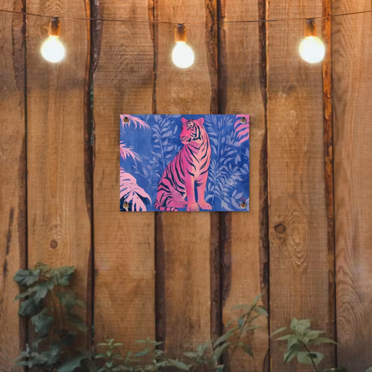 Tuinposter - Tijger - Roze - Bladeren - Jungle — 2
