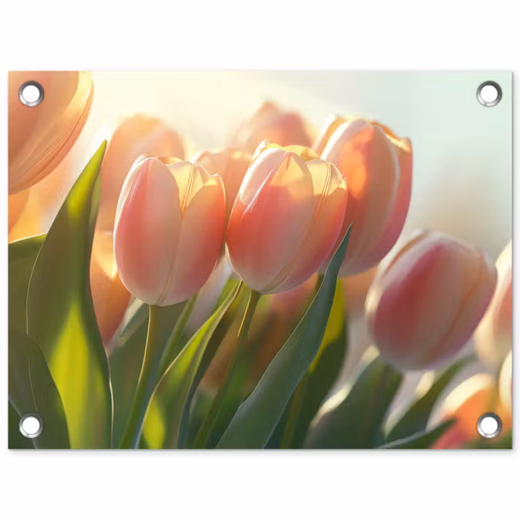 Tuinposter - Tulpen - Roze - Zonnestralen — 1