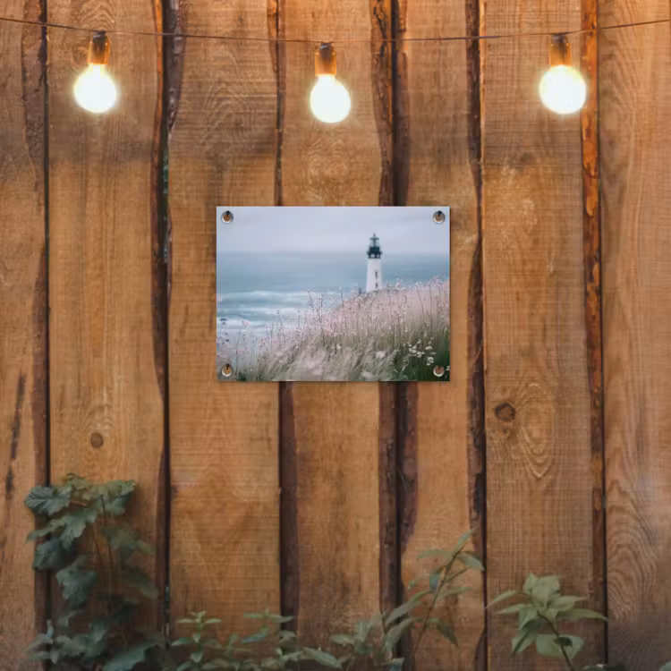 Tuinposter - Vuurtoren - Klif - Zee - Bloemen — 2