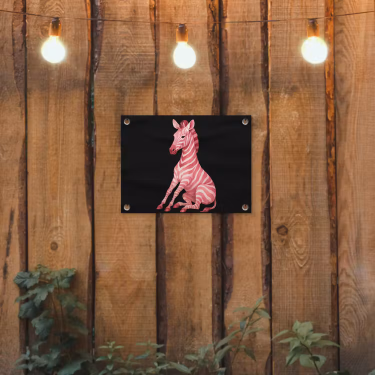 Tuinposter - Zebra - Roze - Gestreept — 2