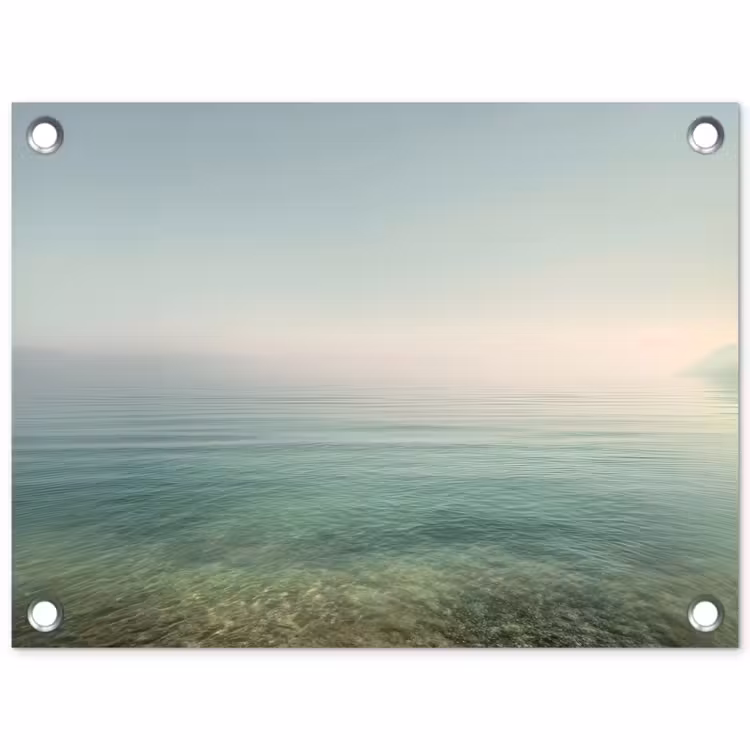 Tuinposter - Zee - Horizon - Blauw - Mist — 1