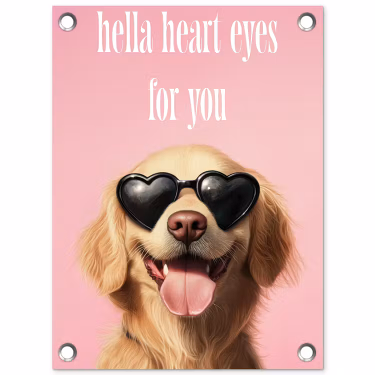 Tuinposter - Zonnebril - Hartjes - Hond - Valentijn — 1