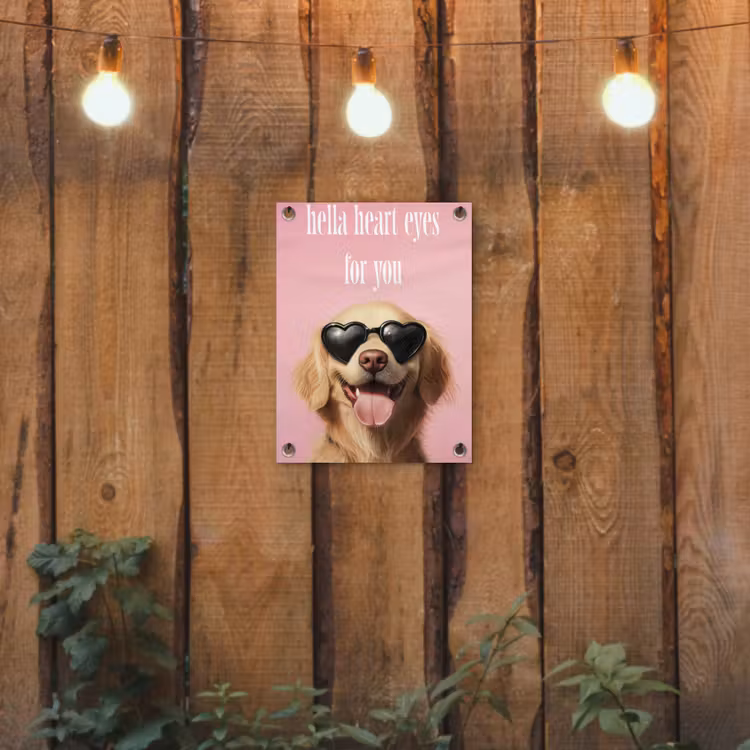 Tuinposter - Zonnebril - Hartjes - Hond - Valentijn — 2