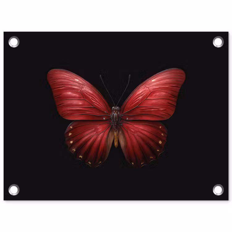 Tuinposter - Vlinder - Rood - Minimalistisch — 1