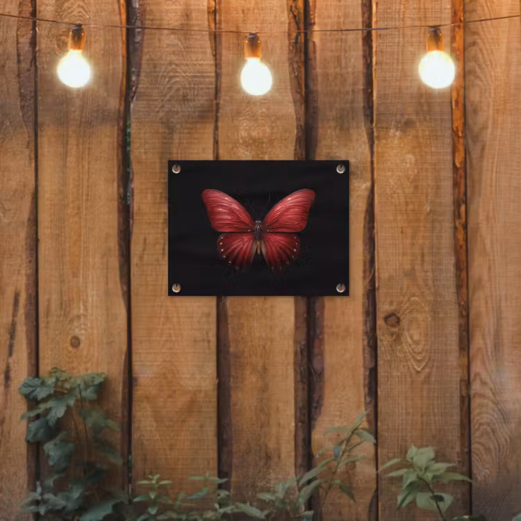 Tuinposter - Vlinder - Rood - Minimalistisch — 2