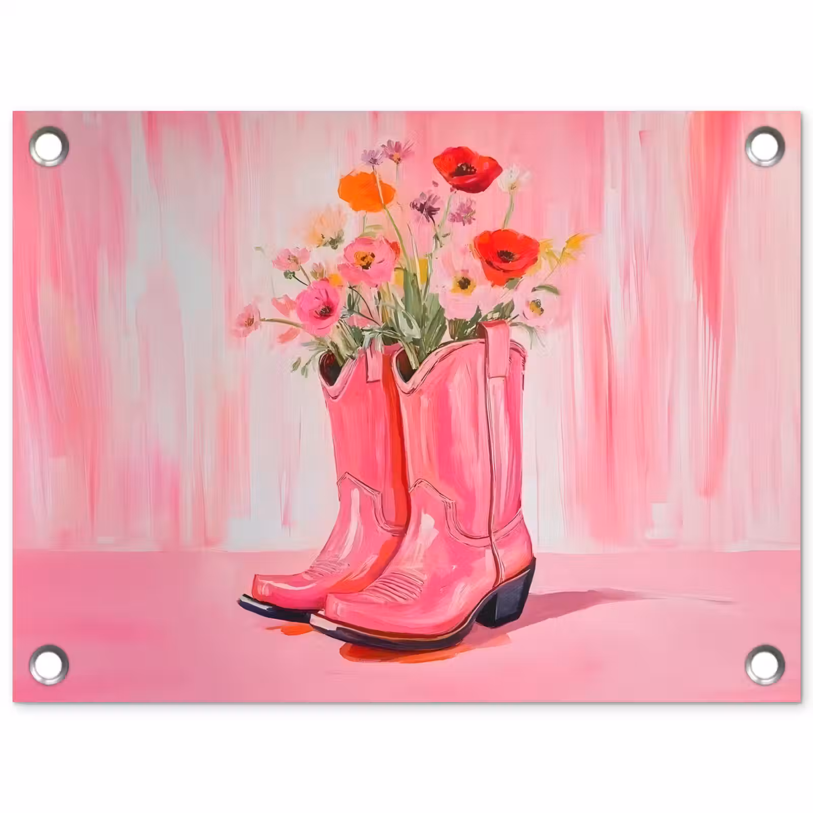 Tuinposter - Roze - Bloemen - Cowboy — 1