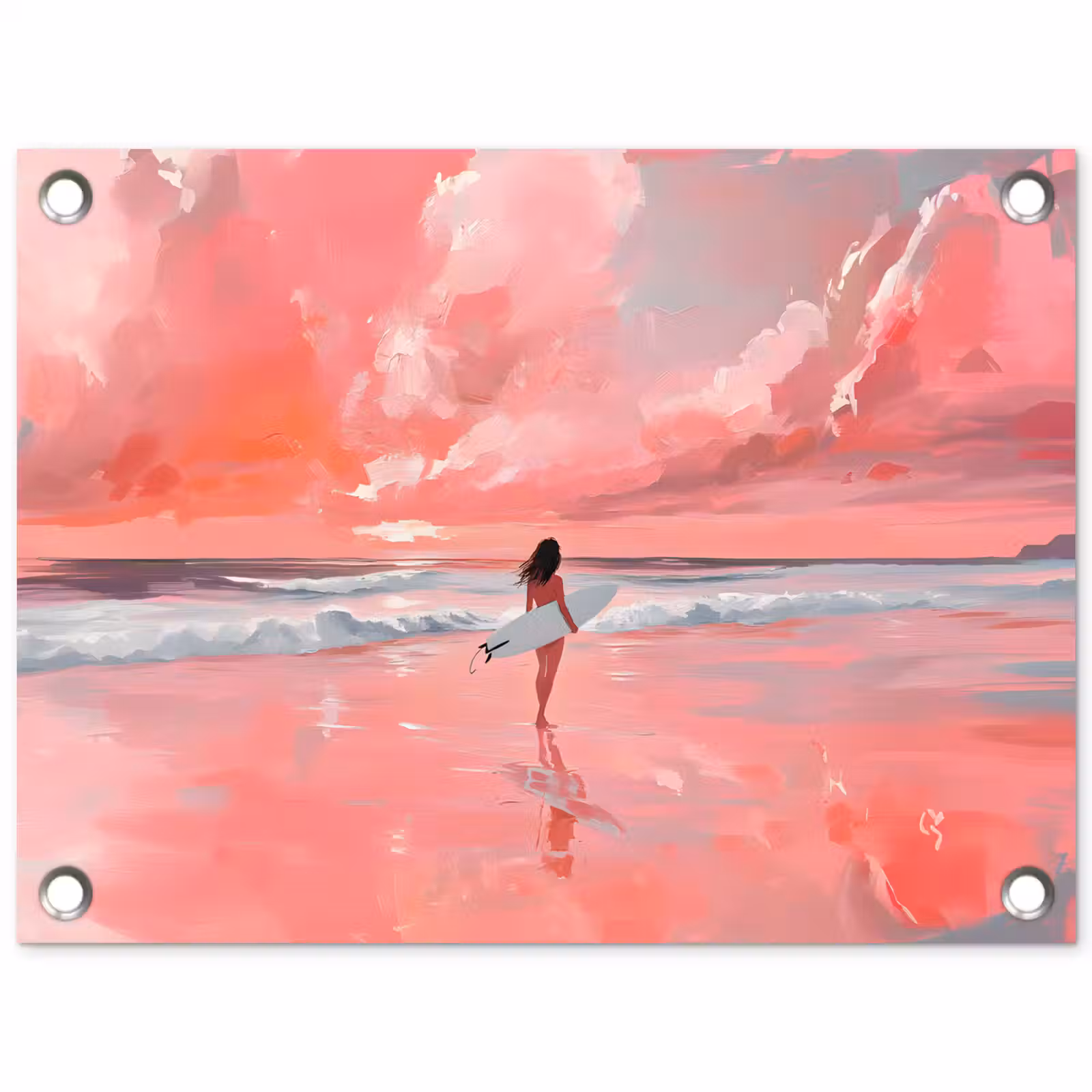 Tuinposter - Roze - Surfen - Zee — 1