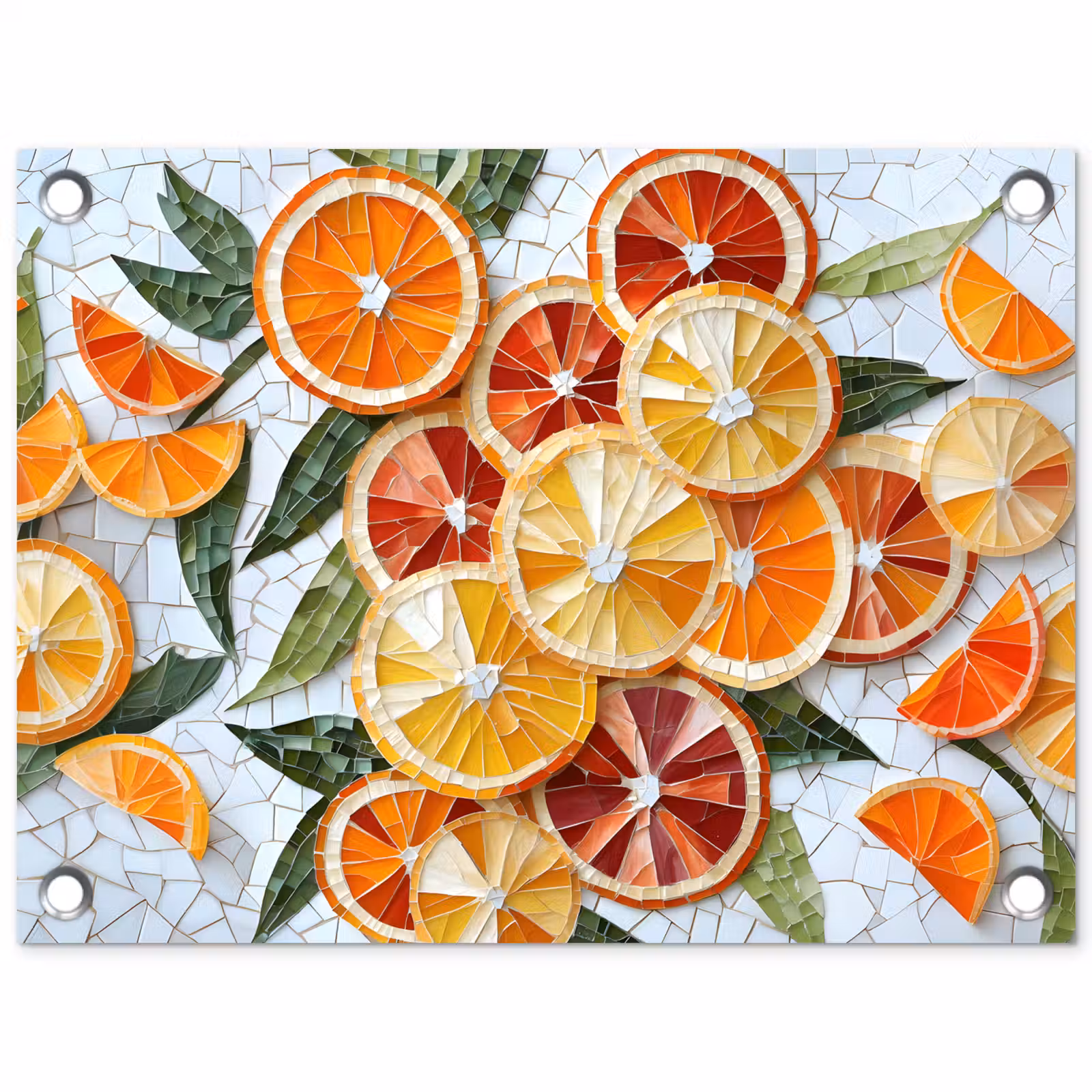Tuinposter - Schijfjes - Fruit - Oranje - Mozaïek — 1