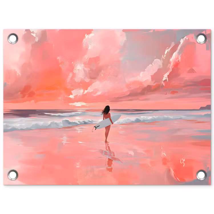 Tuinposter - Roze - Surfen - Zee — 1