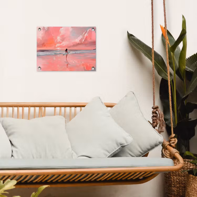 Tuinposter - Roze - Surfen - Zee — 5
