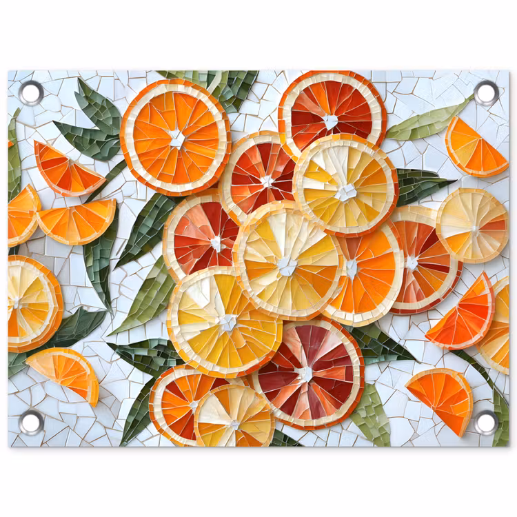 Tuinposter - Schijfjes - Fruit - Oranje - Mozaïek — 1