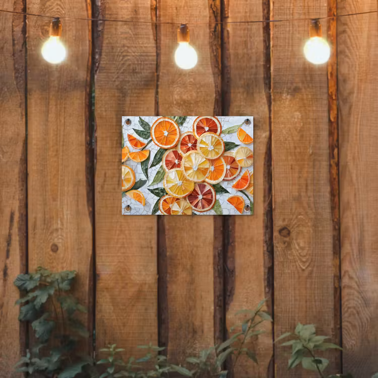 Tuinposter - Schijfjes - Fruit - Oranje - Mozaïek — 2