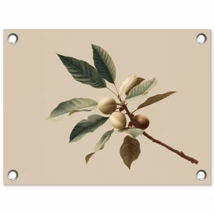 Tuinposter - Tak - Groene Bladeren - Vruchten — 1