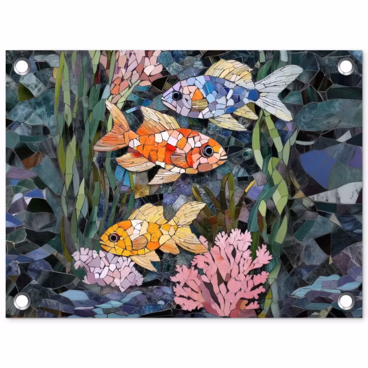 Tuinposter - Vissen - Koraal - Zee - Mozaïek — 1