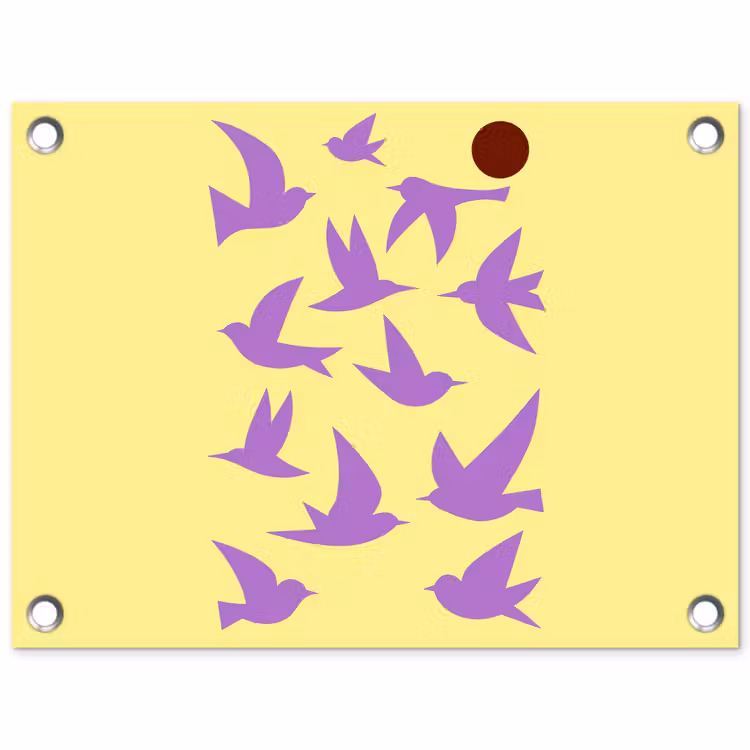 Tuinposter - Vogels - Cirkel - Geel - Beweging — 1