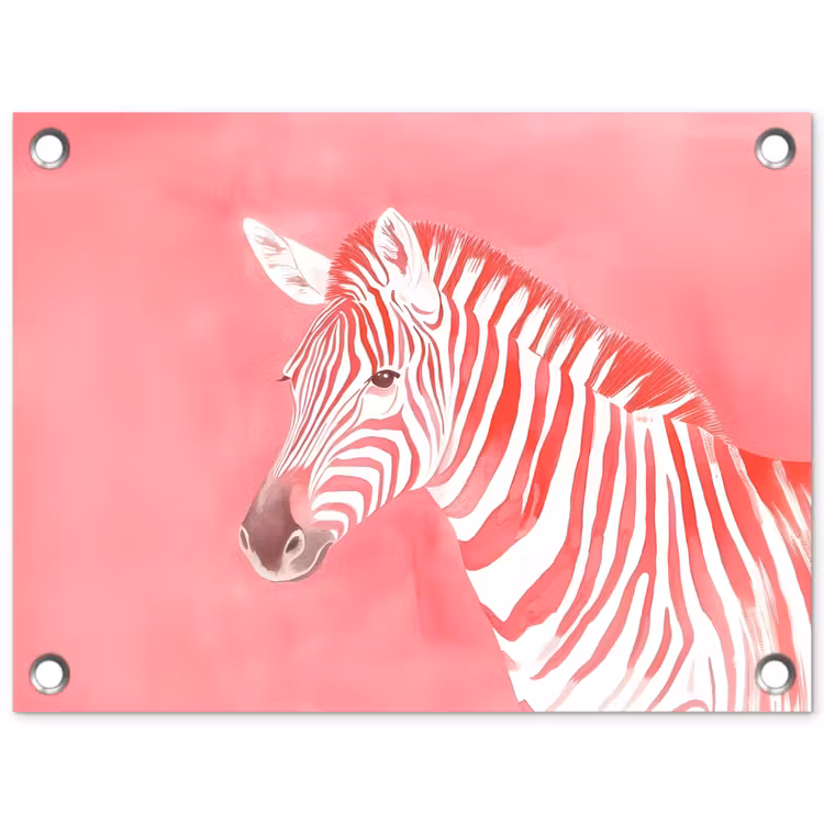 Tuinposter - Zebra - Pink - Verf — 1