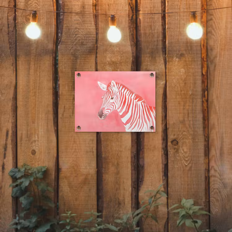 Tuinposter - Zebra - Pink - Verf — 2