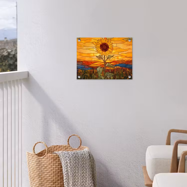 Tuinposter - Zonnebloem - Mozaïek - Zonsondergang - Geel — 3