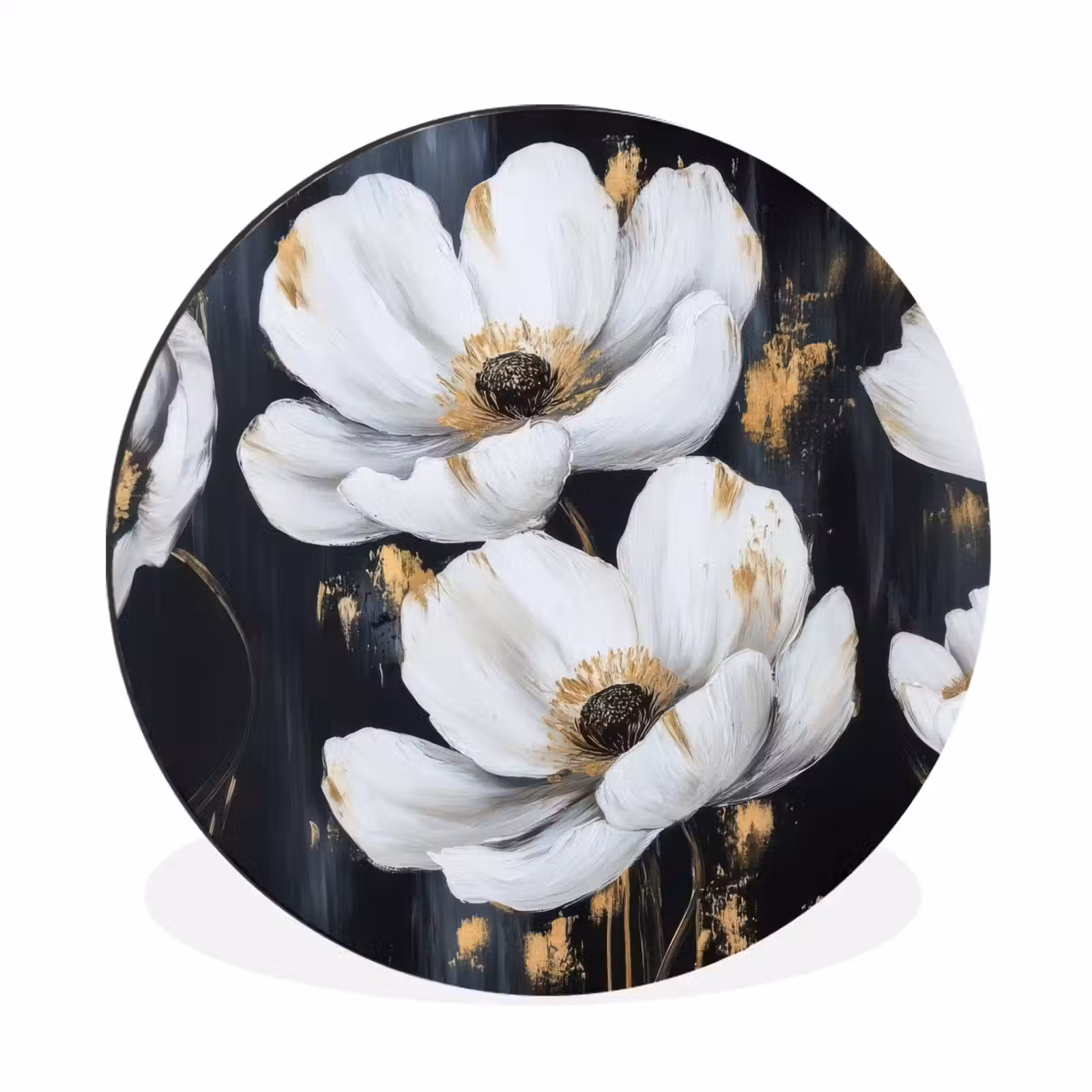 Wandcirkel - Aluminium - Bloemen - Wit - Abstract — 1