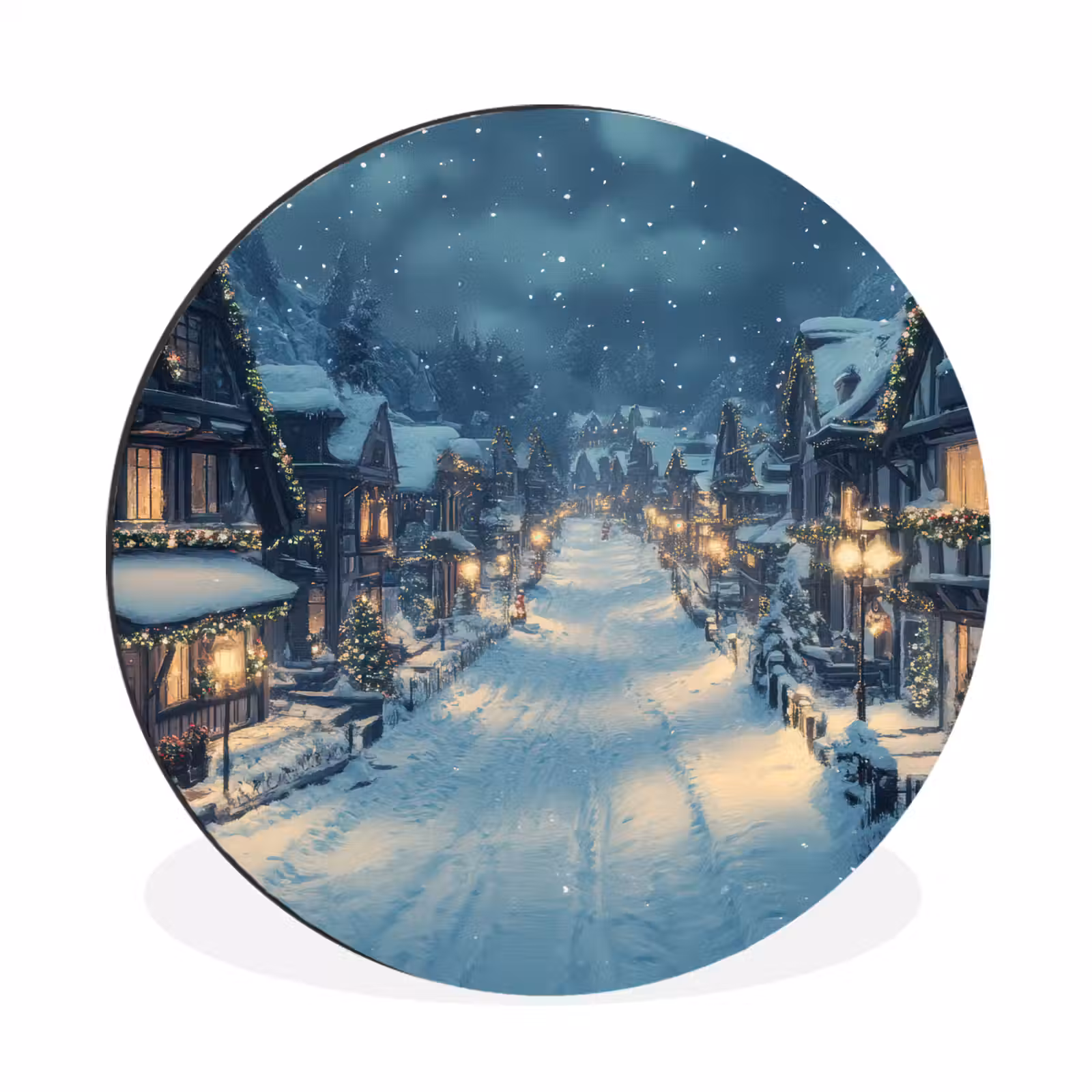 Wandcirkel - Aluminium - Kerstdorp - Kerst - Sneeuw - Winter — 1