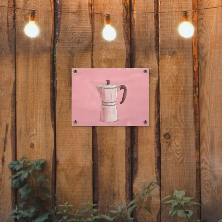 Tuinposter - Roze - Mokkapot - Illustratie - Koffie — 2