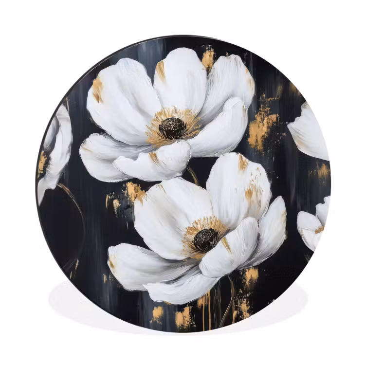 Wandcirkel - Aluminium - Bloemen - Wit - Abstract — 1