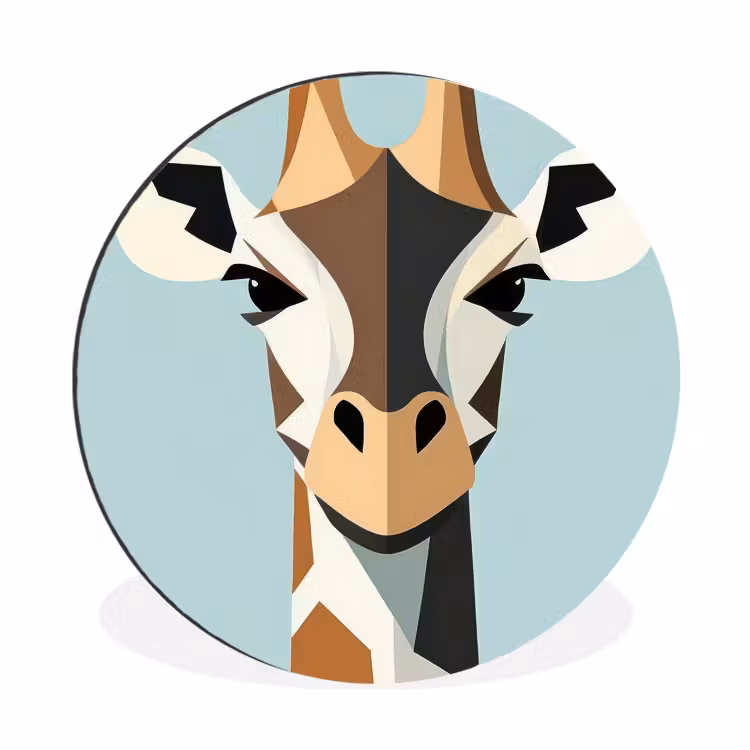 Wandcirkel - Aluminium - Giraffe - Illustratie - Bruin - Minimalistisch — 1