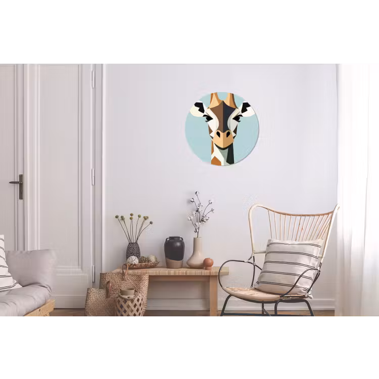 Wandcirkel - Aluminium - Giraffe - Illustratie - Bruin - Minimalistisch — 2