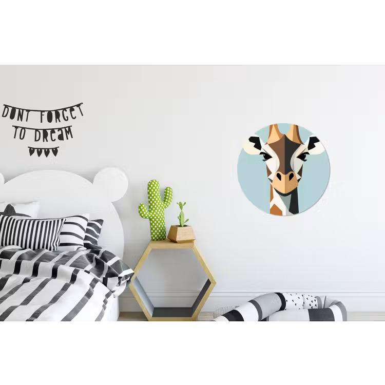 Wandcirkel - Aluminium - Giraffe - Illustratie - Bruin - Minimalistisch — 5