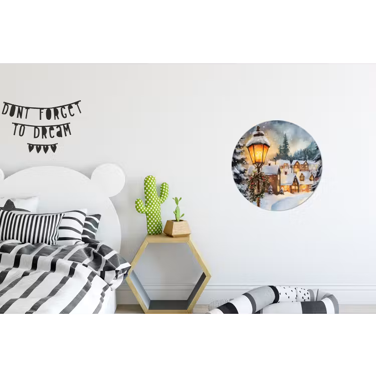 Wandcirkel - Aluminium - Kerstdorp - Huizen - Sneeuw - Kerst — 5