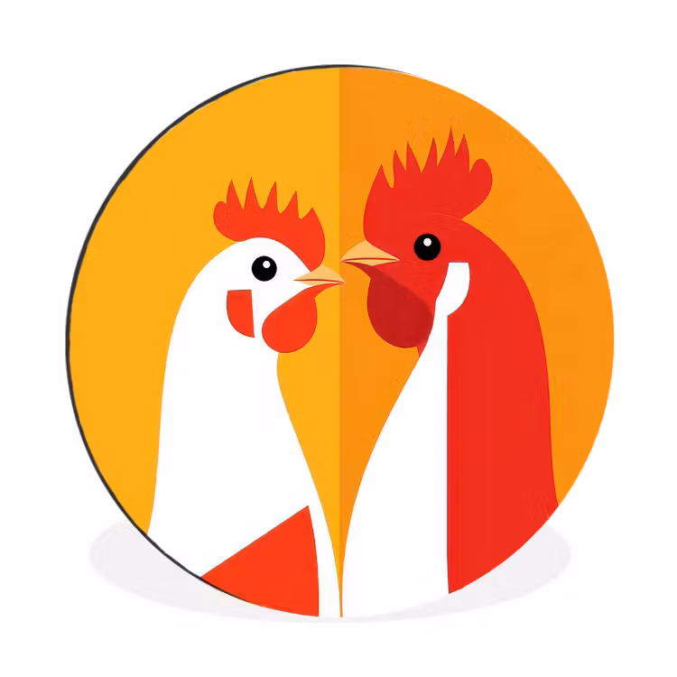 Wandcirkel - Aluminium - Kippen - Oranje - Vlakken — 1