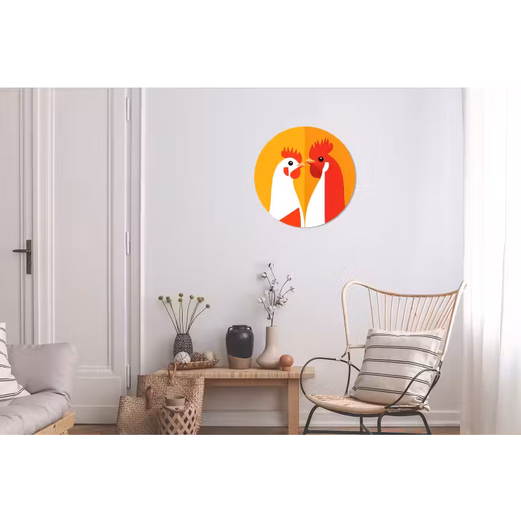 Wandcirkel - Aluminium - Kippen - Oranje - Vlakken — 2