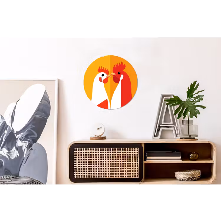 Wandcirkel - Aluminium - Kippen - Oranje - Vlakken — 3