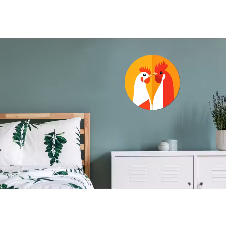 Wandcirkel - Aluminium - Kippen - Oranje - Vlakken — 4