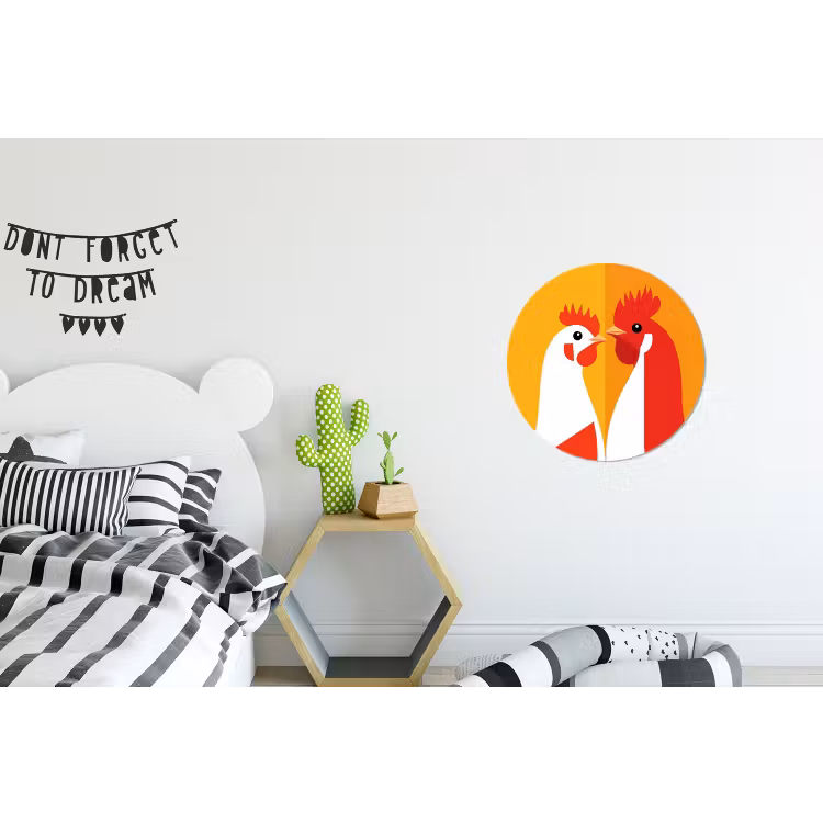 Wandcirkel - Aluminium - Kippen - Oranje - Vlakken — 5