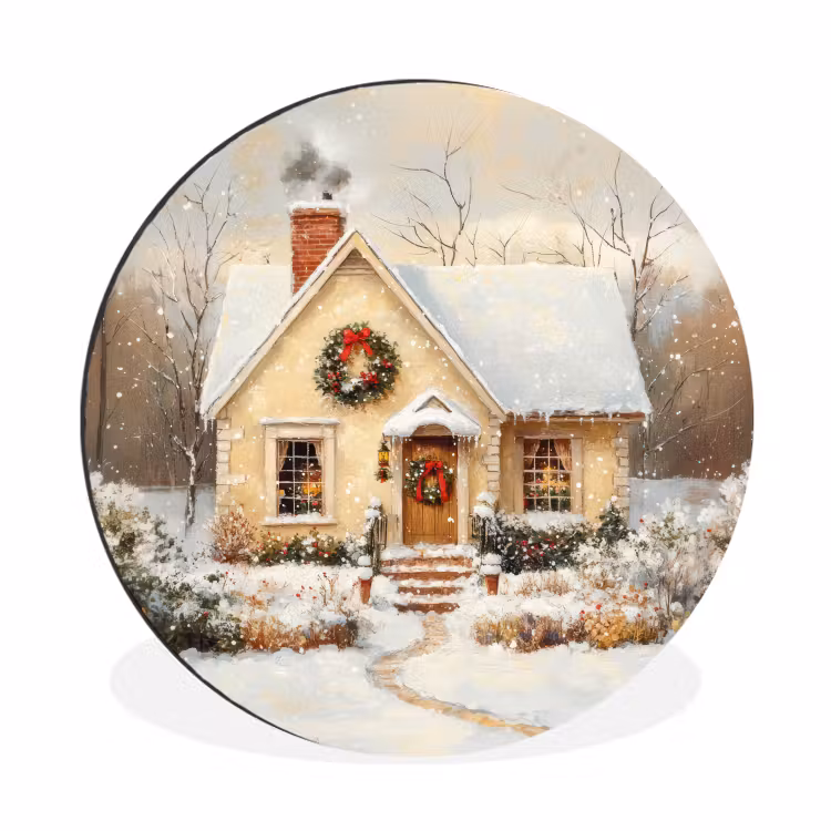 Wandcirkel - Aluminium - Kerst - Huis - Winter - Sneeuw — 1