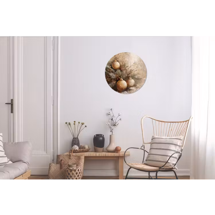 Wandcirkel - Aluminium - Kerst - Kerstballen - Beige - Goud — 2