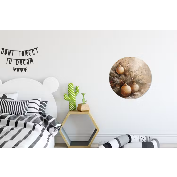 Wandcirkel - Aluminium - Kerst - Kerstballen - Beige - Goud — 5