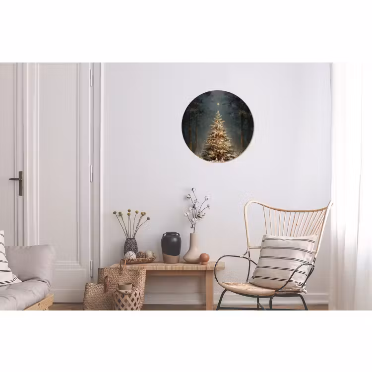 Wandcirkel - Aluminium - Kerstboom - Bos - Sneeuw - meerkleurig — 2