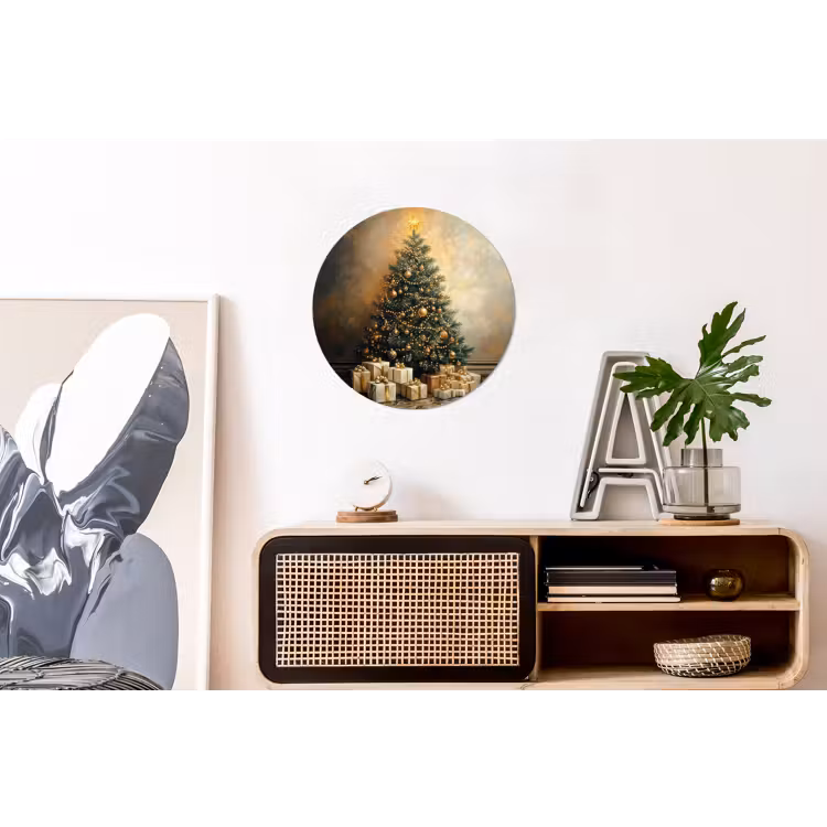 Wandcirkel - Aluminium - Kerstboom - Cadeaus - Goud — 3