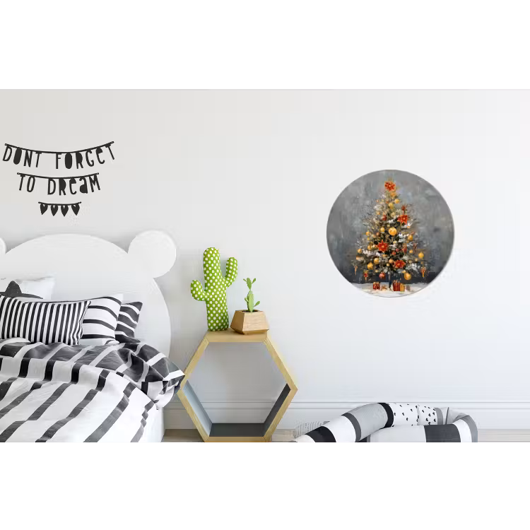 Wandcirkel - Aluminium - Kerstboom - Cadeaus - Rood - Goud — 5