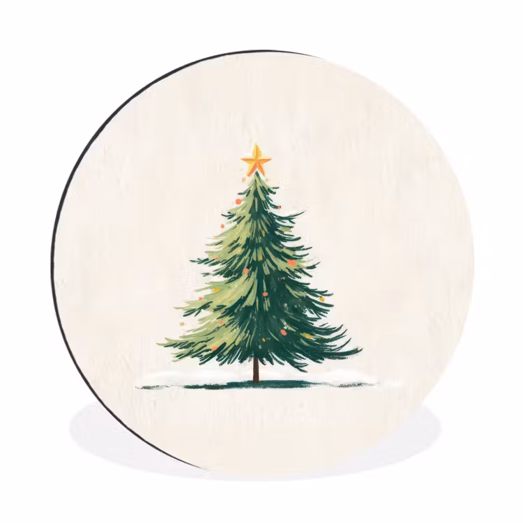 Wandcirkel - Aluminium - Kerstboom - Illustratie - Ster - Sneeuw — 1