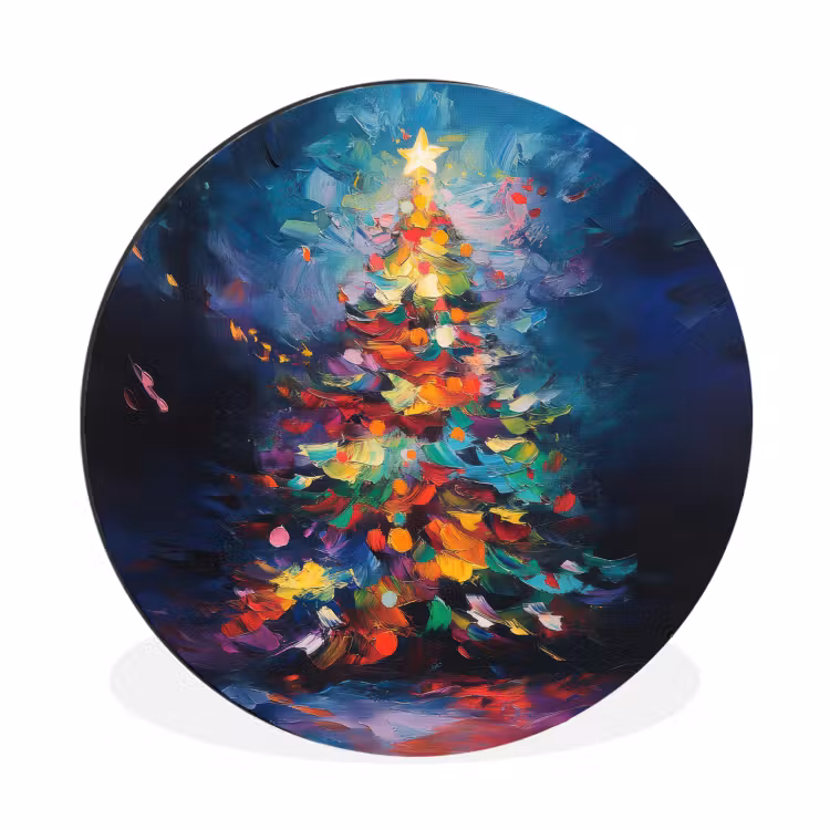 Wandcirkel - Aluminium - Kerstboom - Kerst - Abstract - Kleurrijk — 1
