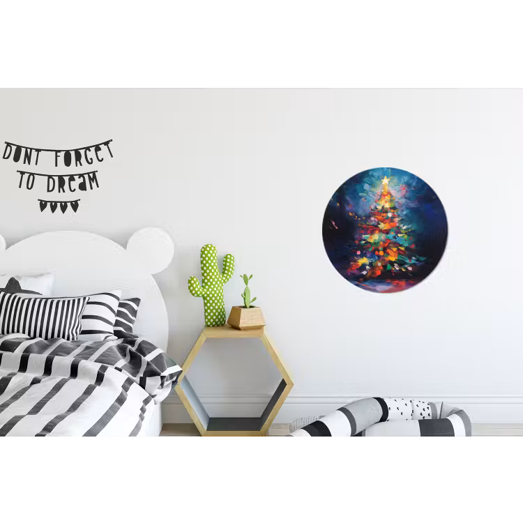 Wandcirkel - Aluminium - Kerstboom - Kerst - Abstract - Kleurrijk — 5