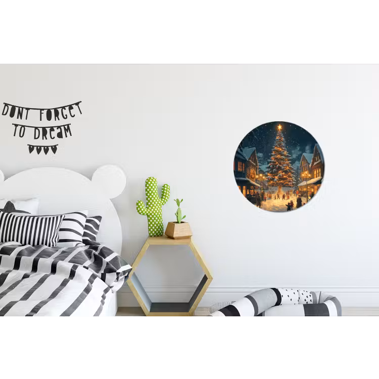 Wandcirkel - Aluminium - Kerstfeest - Dorp - Donker — 5