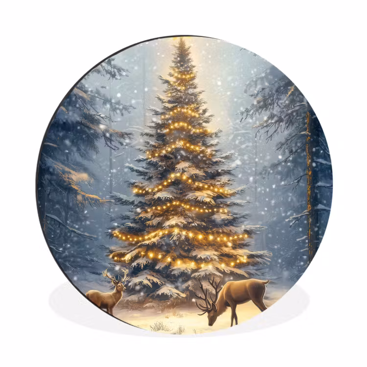 Wandcirkel - Aluminium - Kerstlicht - Woud - Hert - Donker — 1
