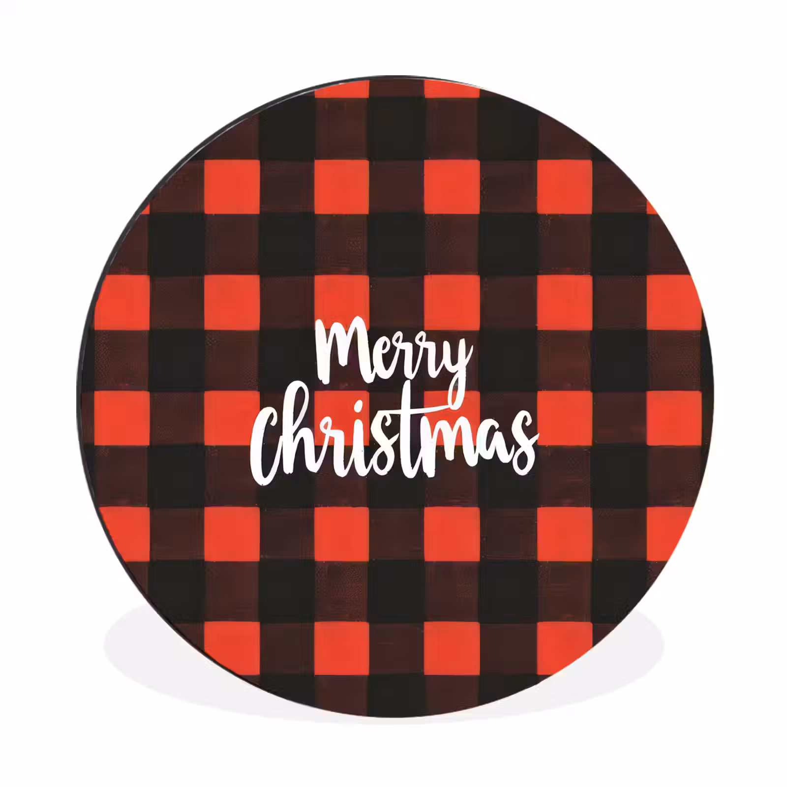 Wandcirkel - Aluminium - Geruit - Rood - Tekst - Christmas — 1