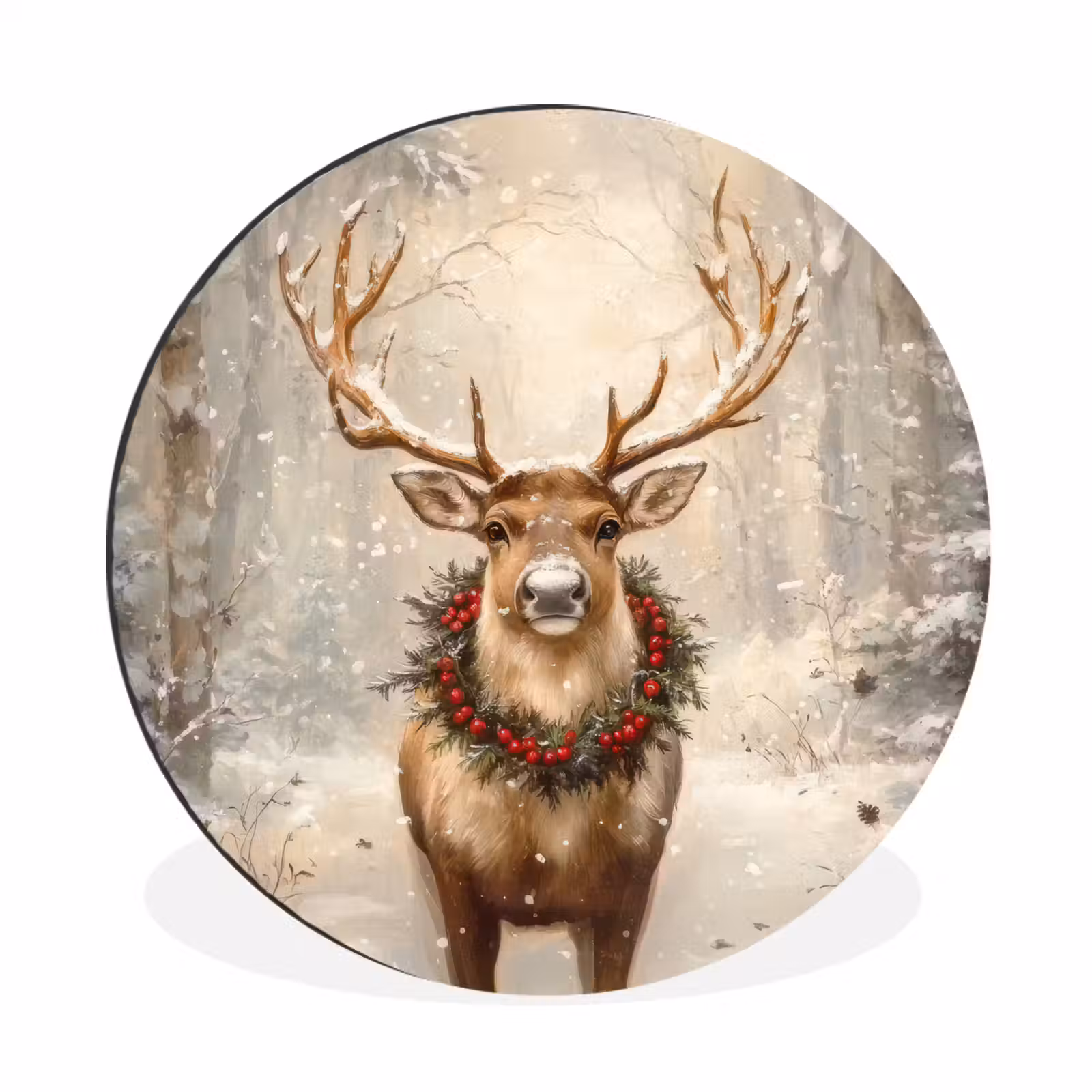 Wandcirkel - Aluminium - Kerst - Rendier - Winter - Krans — 1